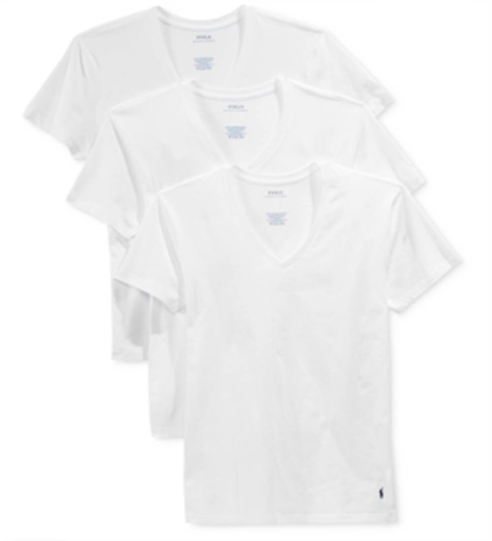 Polo Ralph Lauren Men's 3 Pack V Neck Undershirts White Size Large