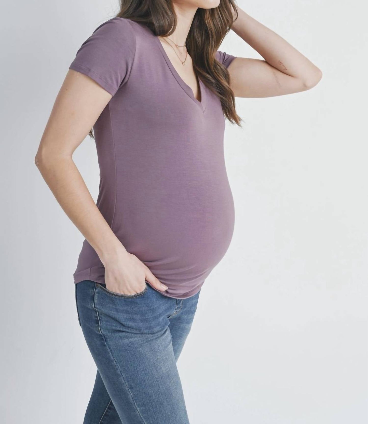 Hello Miz - Ruched Short Sleeve Maternity T-Shirt