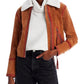 Blanknyc Faux Fur Collar Leather Jacket Brown
