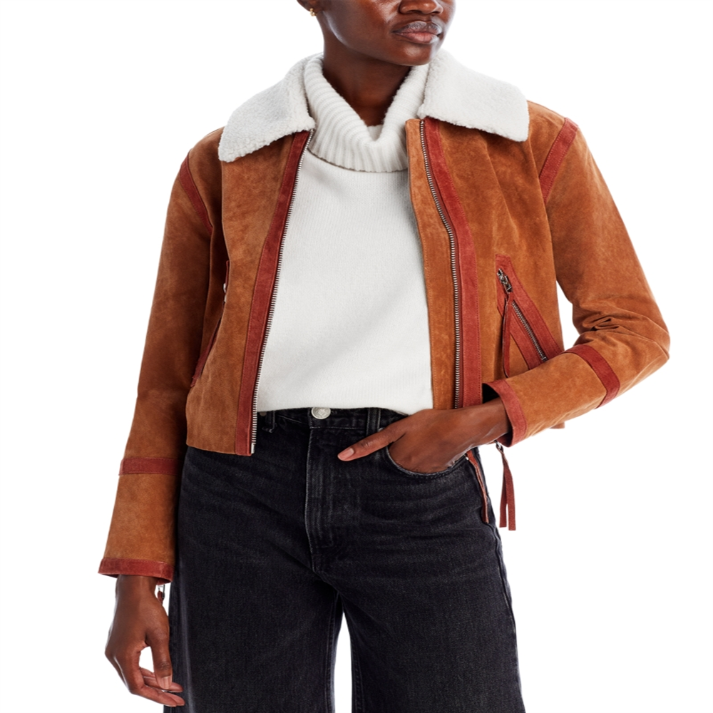 Blanknyc Faux Fur Collar Leather Jacket Brown