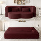 Modern Floor Sofa With Two Pillows Convertible Teddy Fabric Foam Filled Bed