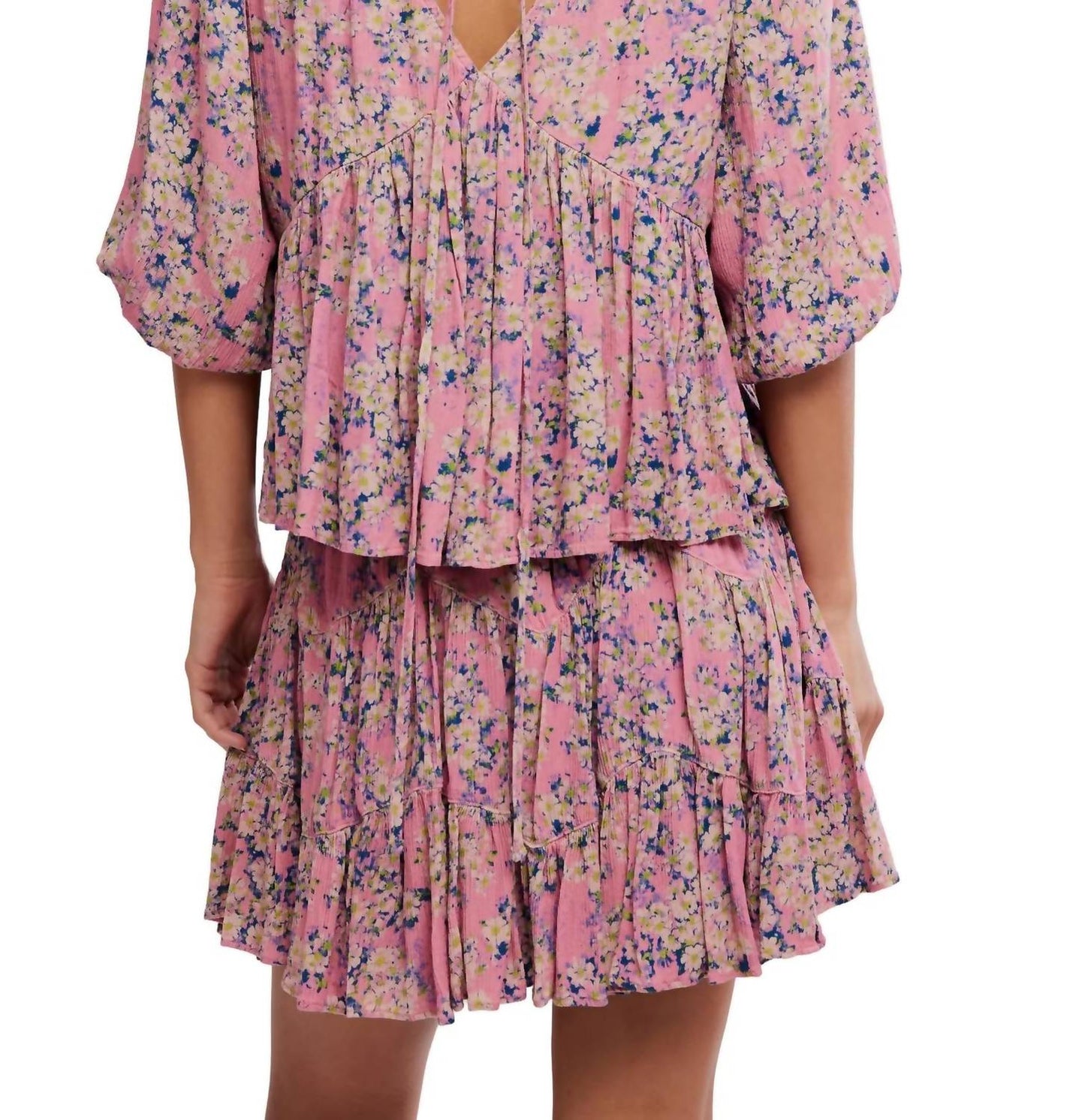 Free People - Perishing Floral Print Blouse & Skirt Set