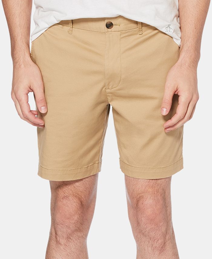 Original Penguin Men's Stretch Cotton Twill Shorts Beige Size 31