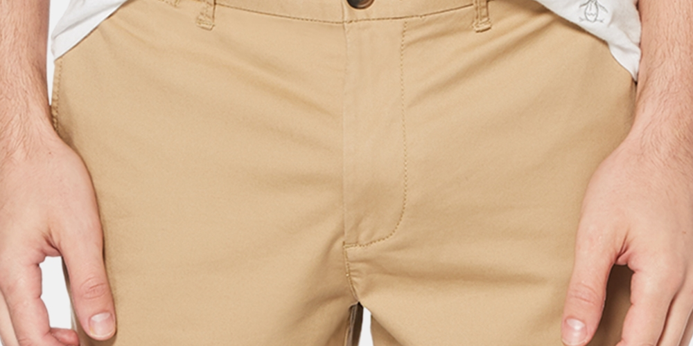 Original Penguin Men's Stretch Cotton Twill Shorts Beige Size 31