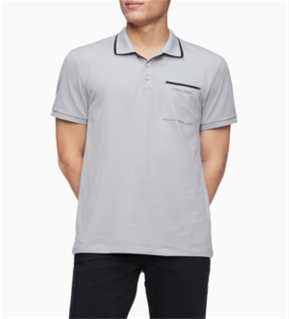 Calvin Klein Men's Tipped Polo Shirt Gray Size XXL