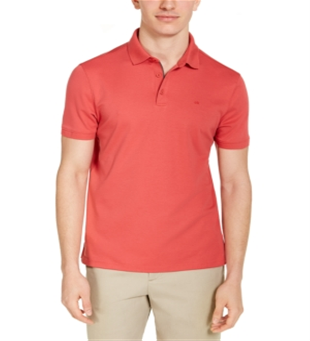 Calvin Klein Men's Liquid Touch Solid Polo Shirt Red Size Small