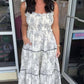 &Merci - Charcoal Toile Tie Shoulder Midi Dress
