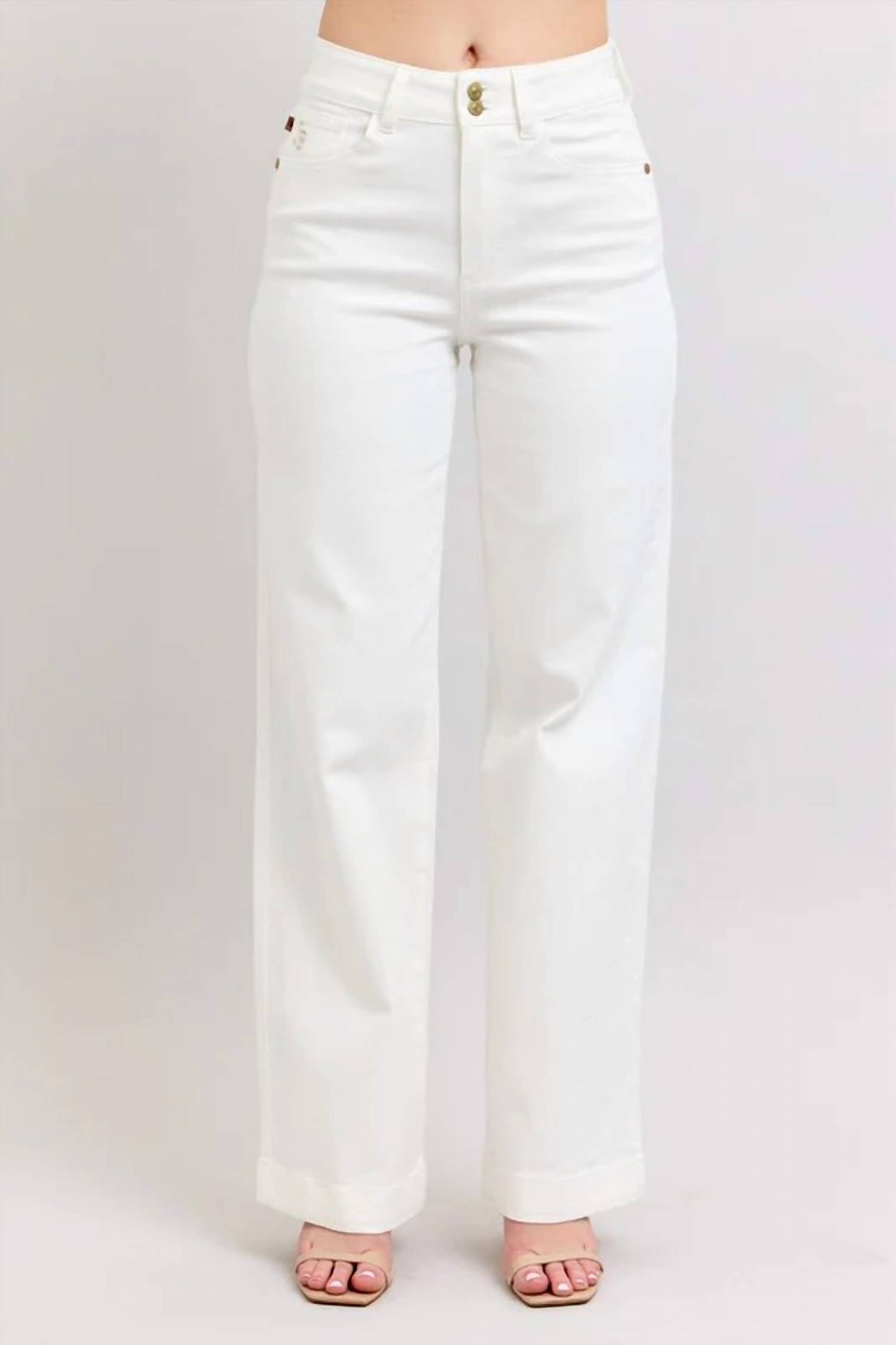Judy Blue - High Waist Double Button Trouser Wide Jeans