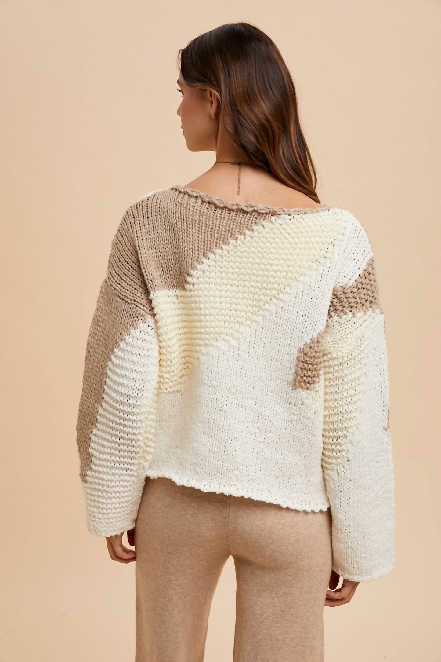 Anniewear - Color Block Chunky Sweater Top