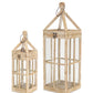 Contemporary light wood floor lantern (set of 2)
