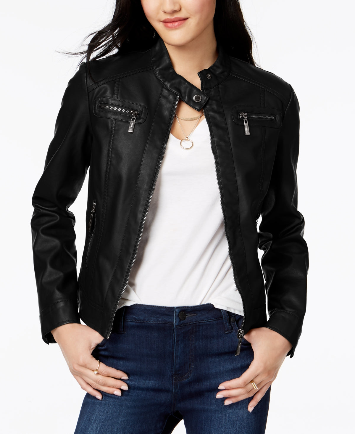 Jou Jou Junior's Faux Fur Lined Moto Jacket Black Size X-Small