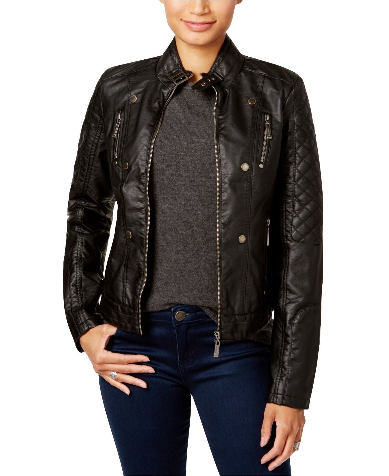 Jou Jou Junior's Faux Leather Jacket Black Size Small
