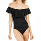 La Blanca Women's Off The Shoulder One Piece Swimsuit Black Size 8