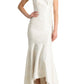 ML Monique Lhuillier Sleeveless Jacquard High Low Gown Pearl Size 14