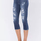 Judy Blue - Mid-rise Contrast Patch Skinny Capri Jeans - Plus Size
