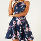 Speechless Women's Floral Criss Cross Scuba Dress Blue Size 11