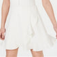 Speechless Women's Stretch Zippered Ruffled Sleeveless Halter Short Fit Flare Dress White Size X-Large