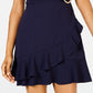 Speechless Women's Ruffled Zippered Cap Sleeve V Neck Mini Faux Wrap Party Dress Blue Size Large