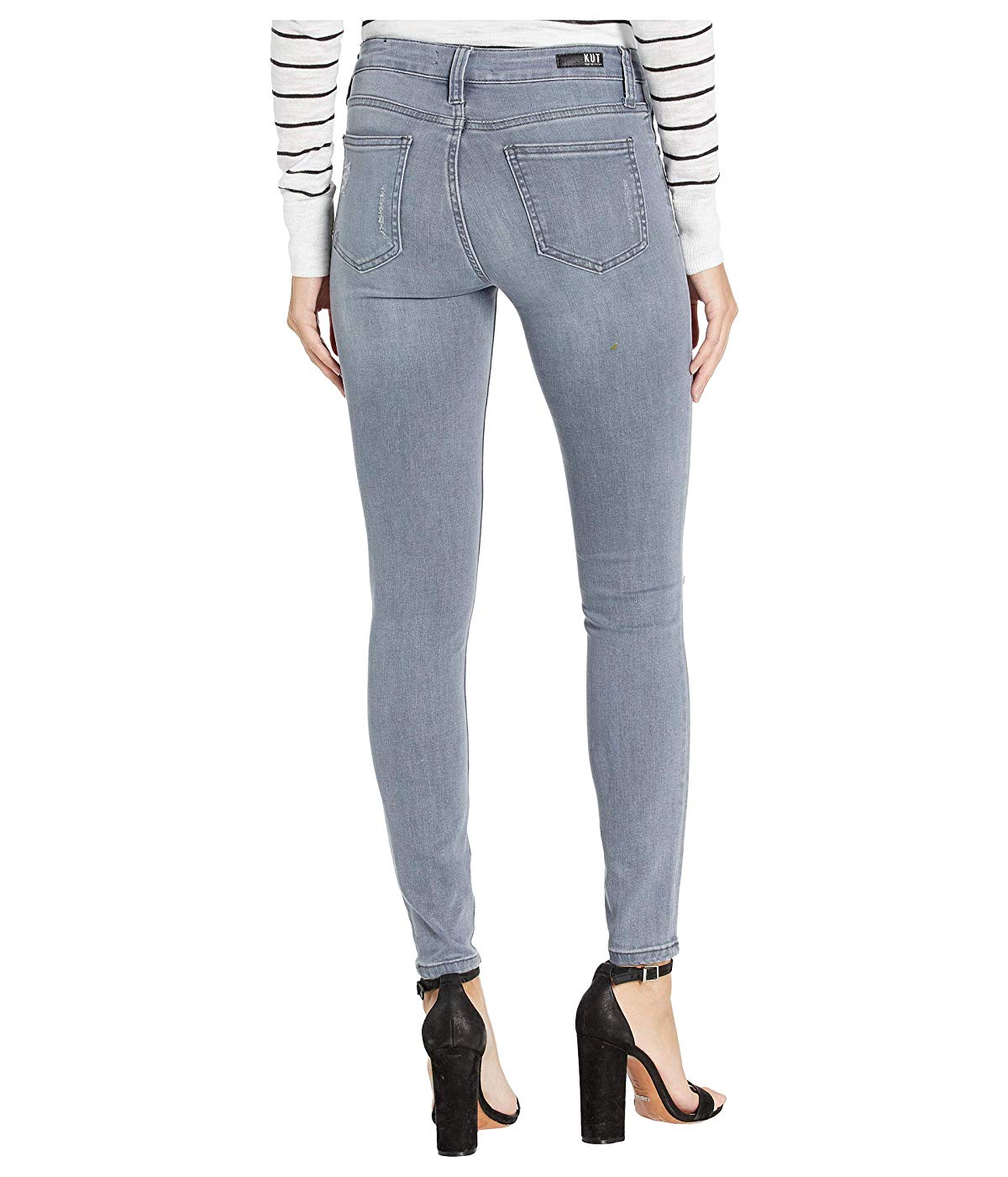 Kut From The Kloth Women's Mia Ripped Toothpick Skinny Jeans Gray Size 8