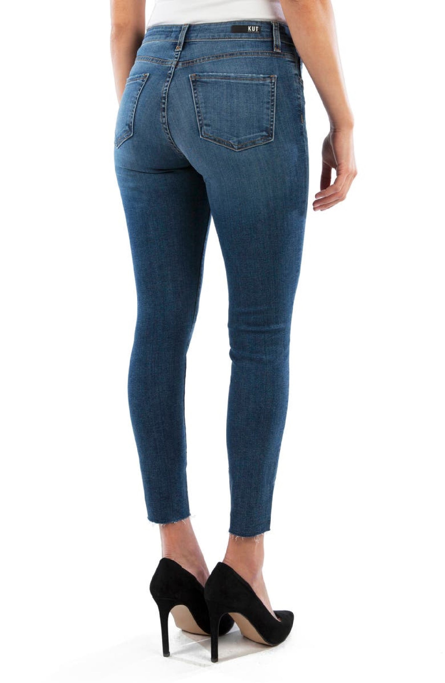 Kut From The Kloth Women's Donna Button Fly High Waist Raw Skinny Jeans Blue Size 2