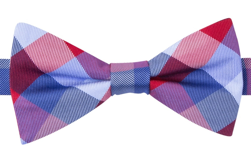 Tommy Hilfiger Men's Buffalo Tartan Classic Silk Bow Tie Red Size Regular