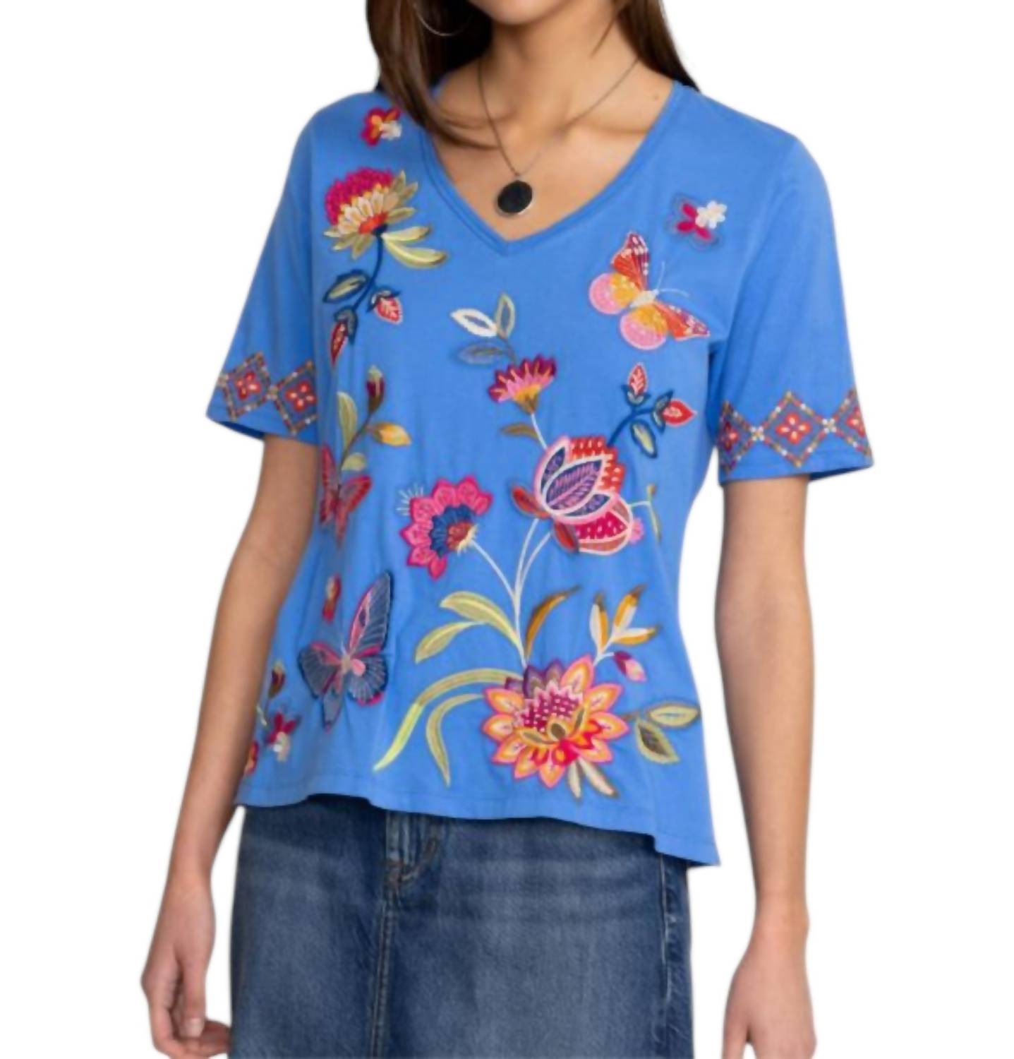 Johnny Was - Gracey Trapunto V-Neck T-Shirt