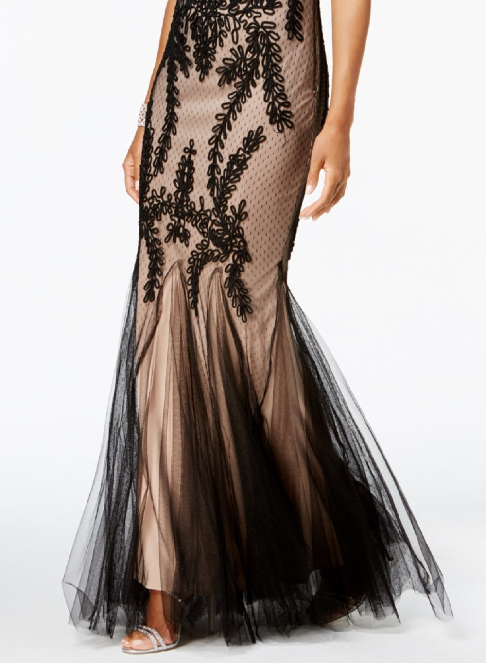Betsy & Adam Women's Soutache Mermaid Gown Black Size 12