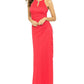 Betsy & Adam Women's Ruched Halter Gown Red Size 10