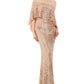 Betsy & Adam Women's Sleeveless Full Length Body Con Formal Beige Dress Size 14