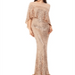 Betsy & Adam Women's Sleeveless Full Length Body Con Formal Beige Dress Size 14
