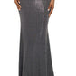 Betsy & Adam Women's Short Sleeve Full Length Sheath Dress Gray Size 12 Petite