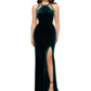 Betsy & Adam Women's Strappy Sequined Velvet Gown Green Size 8