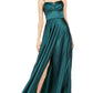Blondie Nites Junior's Pleated Illusion Satin Gown Green Size 3