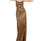 Blondie Women's Spaghetti Strap Full Length Sheath Formal Dress Yellow Size 1