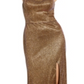 Blondie Nites Junior's Metallic Strappy-Back Gown Yellow Size 5