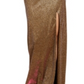 Blondie Nites Junior's Metallic Strappy-Back Gown Yellow Size 5
