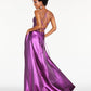 Blondie Nites Junior's Metallic Ruffled Slit Gown Pink Size 15
