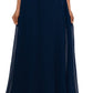 Betsy & Adam Women's Sleeveless Floral Applique Illusion Gown Blue Size 6Petite