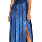 Betsy & Adam Women's Printed Chiffon Halter Gown Blue Size 10Petite
