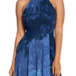 Betsy & Adam Women's Printed Chiffon Halter Gown Blue Size 10Petite