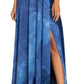 Betsy & Adam Women's Printed Chiffon Halter Gown Blue Size 10Petite