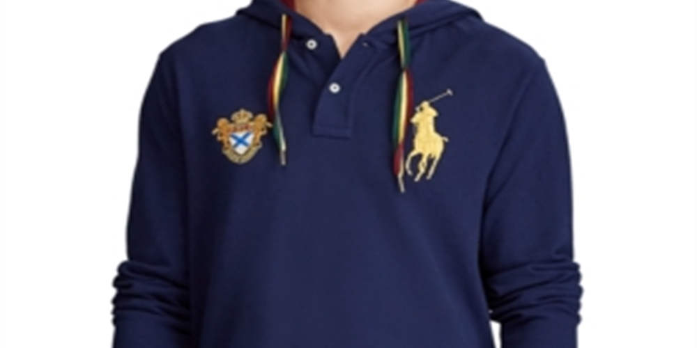 Polo Ralph Lauren Men's Patchwork Logo Hoodie Blue Size Small