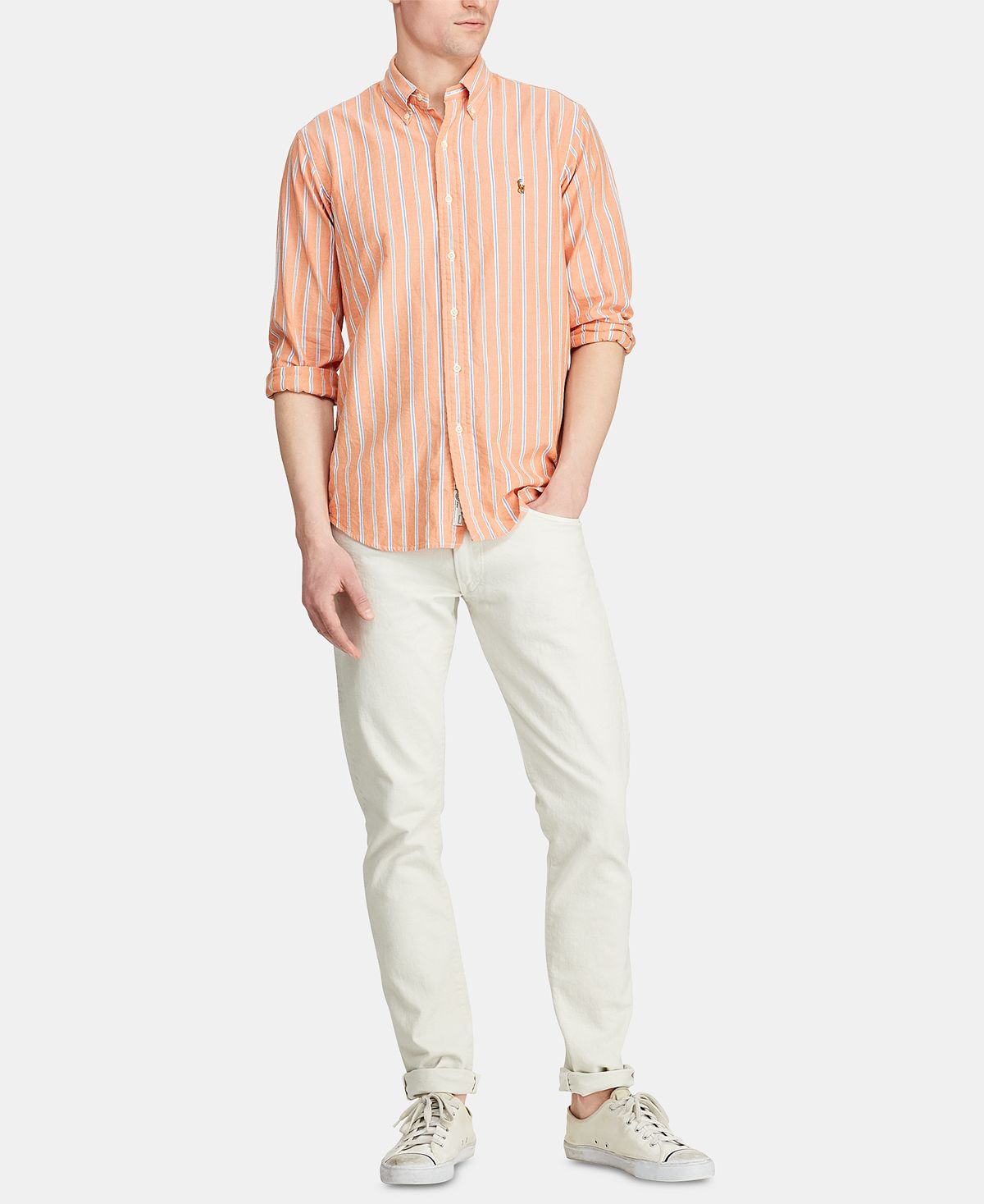 Polo Ralph Lauren Men's Oxford Sport Shirt Orange Size Small