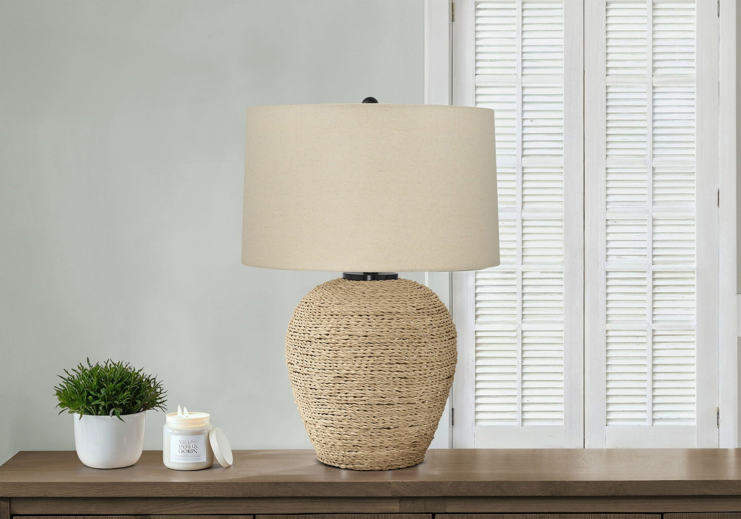 Lighting Table Lamp Rattan Resin Transitional - Beige