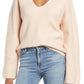 womens-pink-rib-stitch-v-neck-sweater-size-small