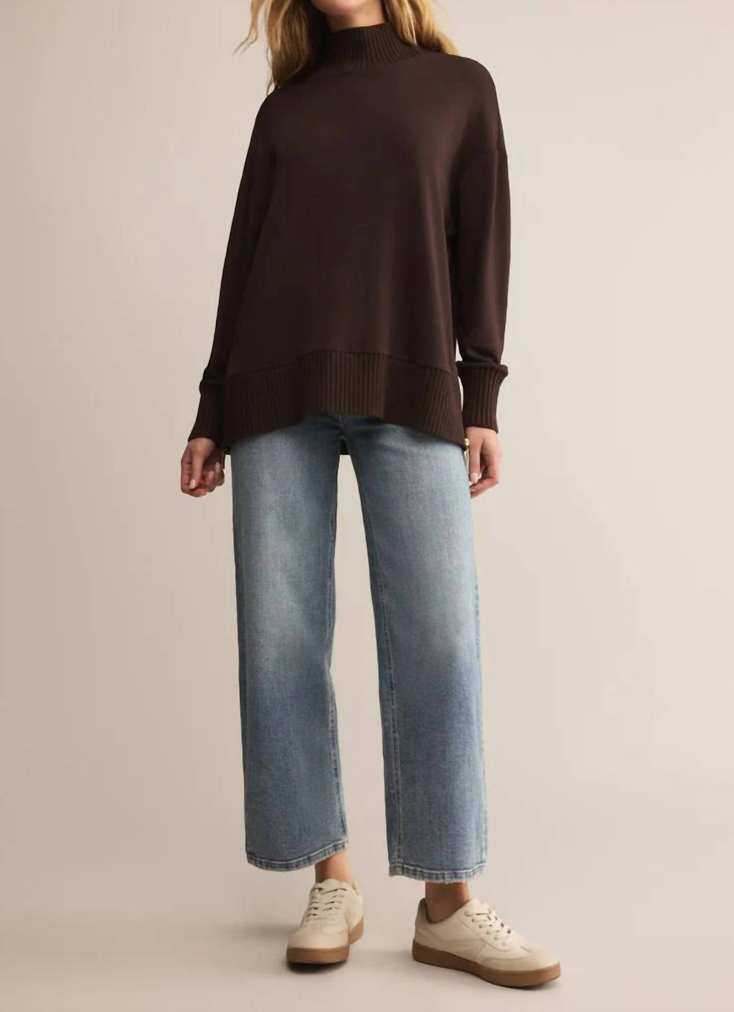 Z Supply - Sable Luxe Rib Mock Neck Sweatshirt