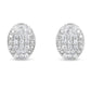 Sterling Silver Round Diamond Oval Cluster Earrings (1/2 cttw, I-J Color, I2-I3 Clarity)