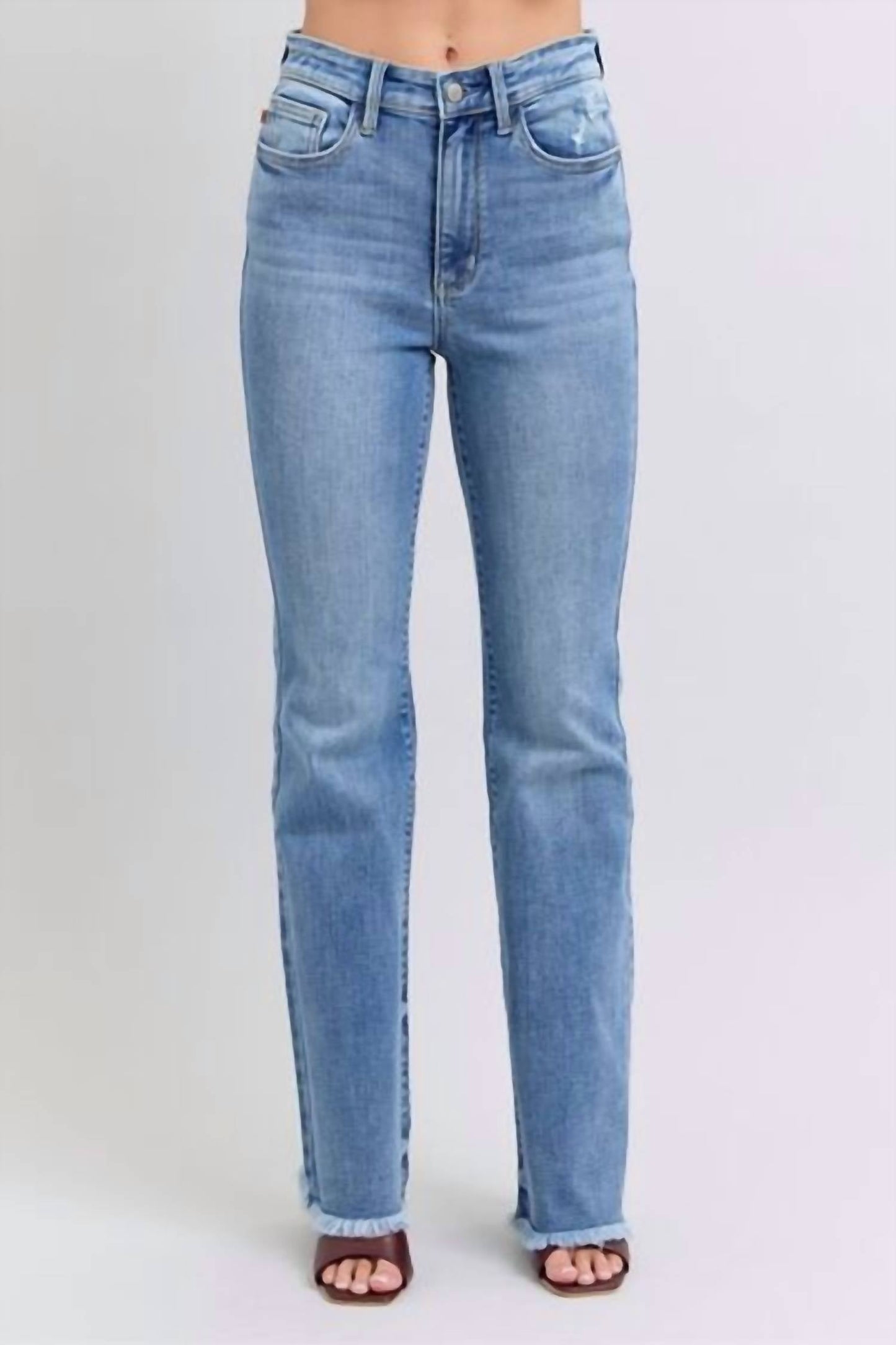 Judy Blue - High Waist Bootcut With Fray Hem Jeans