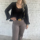 L'Agence - RIVA OPEN STITCH RUFFLE CARDIGAN