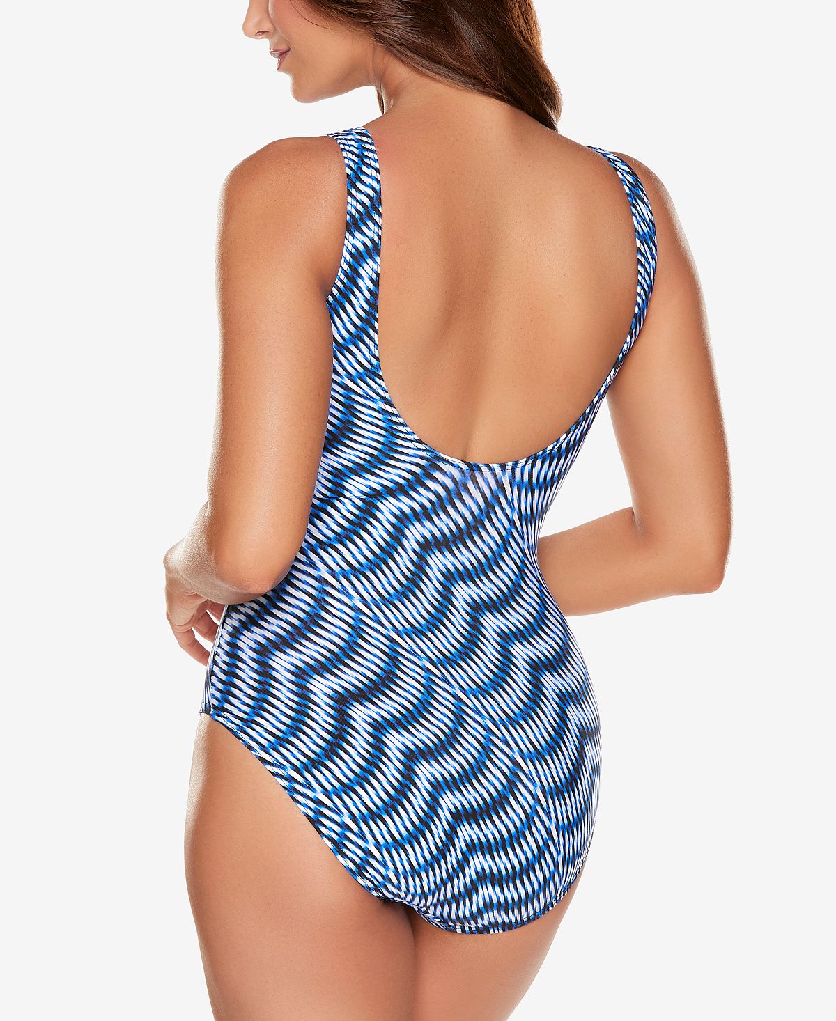 Miraclesuit Women's Hypnotique Crisscross One Piece Swimsuit Blue Size 12
